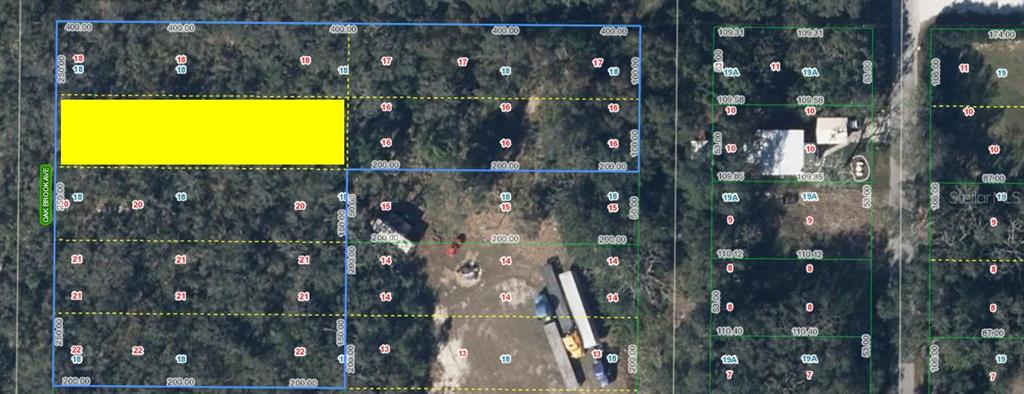 This is a map showing property lot lines and parcel numbers overlaid on an aerial view — 6101 OAK RIDGE AVENUE LOT 19, SEBRING, FL