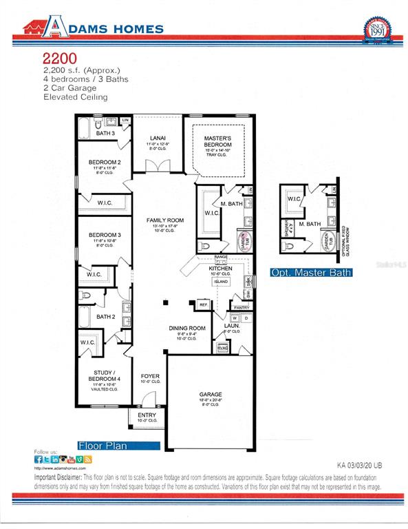 This floor plan shows a four-bedroom, three-bathroom home with a garage and a lanai — 12992 KENT BRADLEY STREET, DADE CITY, FL