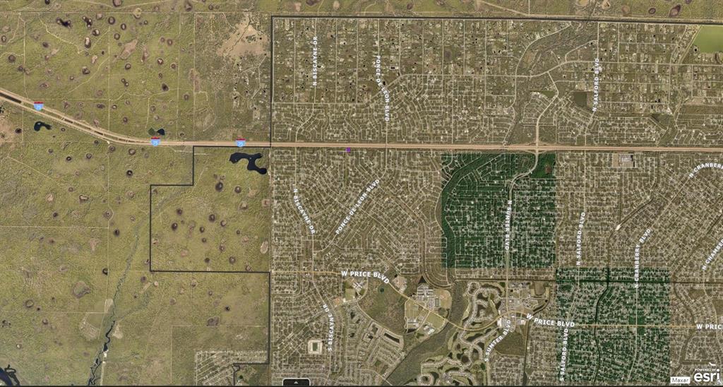 This aerial map shows a residential neighborhood in North Port, Florida, bisected by Interstate 75 — 0950121001 FRANZINO AVENUE, NORTH PORT, FL
