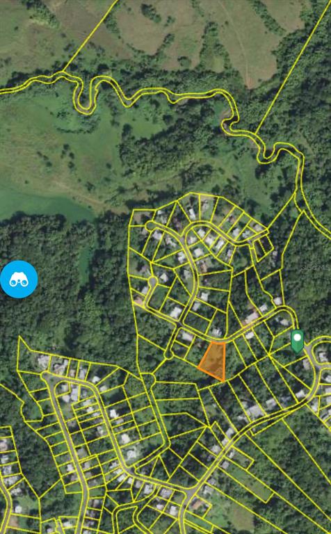 This is a satellite map view showing a highlighted residential lot within a neighborhood — CALLE PITIRRE Lot 46, MAYAGUEZ, PR
