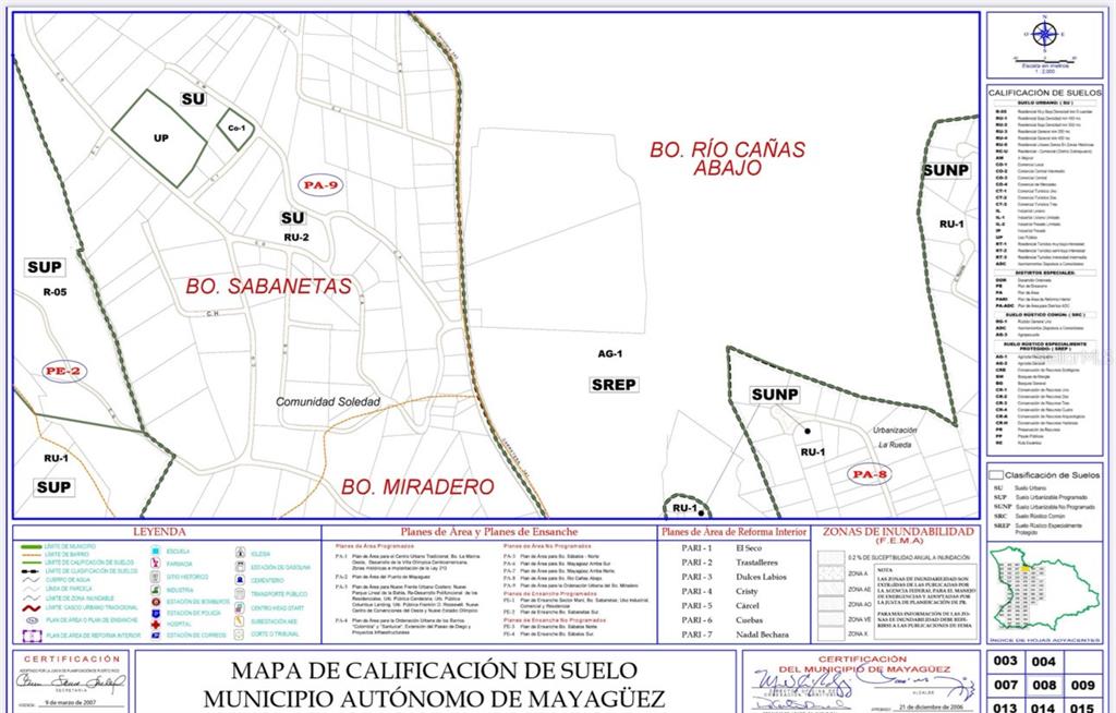 This is a land zoning map for the autonomous municipality of Mayagüez — CALLE PITIRRE Lot 46, MAYAGUEZ, PR