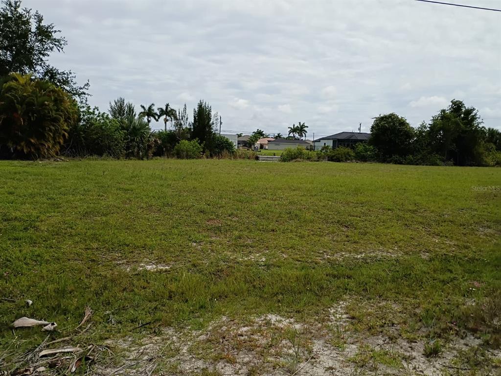 A grassy, vacant residential lot with scattered trees and shrubs under a cloudy sky — 2915 DIPLOMAT PARKWAY W, CAPE CORAL, FL