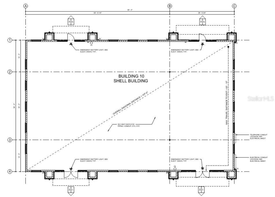 This is a floor plan for Building 10, a shell building with dimensions and exit paths — 5010 OLD TAMPA HWY UNIT 10, KISSIMMEE, FL