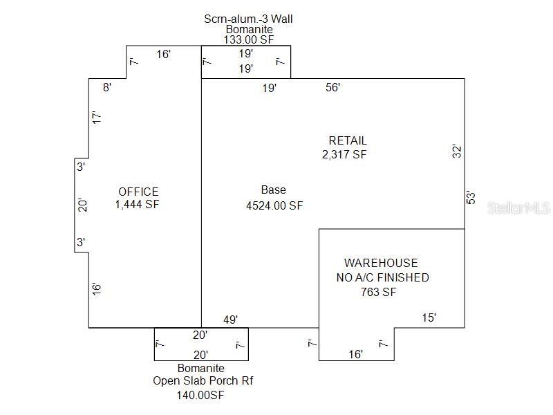 This is a floor plan showing the layout and square footage of a commercial building — 17880 TOLEDO BLADE BOULEVARD, PORT CHARLOTTE, FL