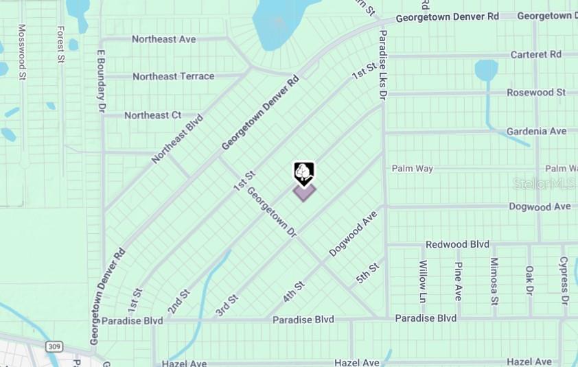 This is a map showing the location of a property near Georgetown Drive — 207 SE 2ND STREET, GEORGETOWN, FL