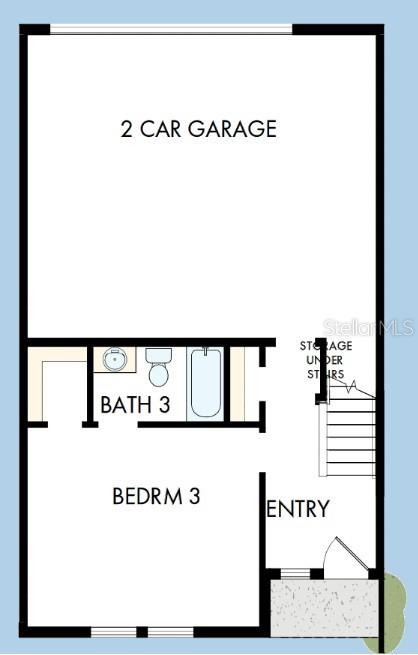 This floor plan shows a ground level with a two-car garage, bedroom, bathroom, and entry — 1658 SPRINGWELL LANE, SARASOTA, FL