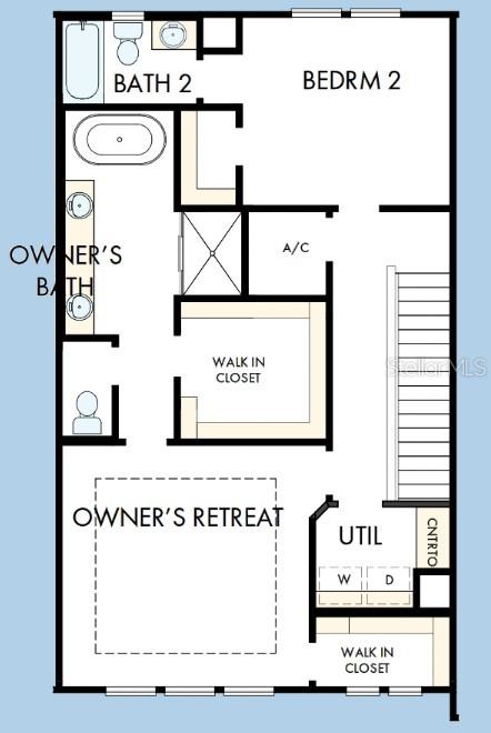 This is a floor plan of an upper level featuring an owner's retreat and bedroom — 1658 SPRINGWELL LANE, SARASOTA, FL