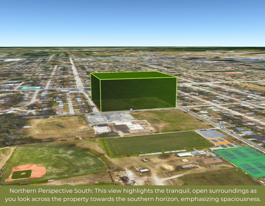 An aerial rendering shows a green rectangular prism marking a vacant lot in a neighborhood — BRENTWOOD DRIVE, DAYTONA BEACH, FL