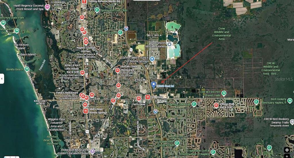 This is a map showing the location of a property in relation to surrounding landmarks — 27660 KENT ROAD, BONITA SPRINGS, FL
