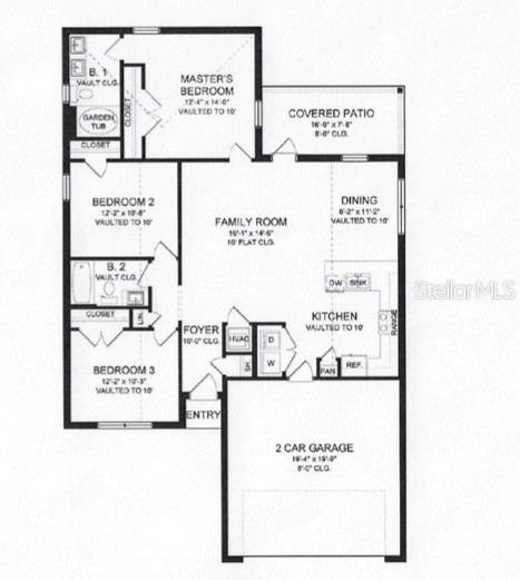 This is a floor plan for a three-bedroom, two-bathroom house with a two-car garage — 4762 ADDLEY AVE., NORTH PORT, FL