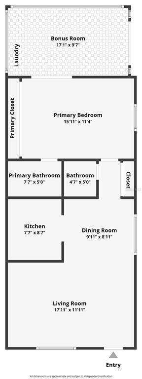 This is a floor plan of a home featuring a living room, kitchen, and two bedrooms — 1801 BEDFORD TERRACE UNIT 227, SUN CITY CENTER, FL