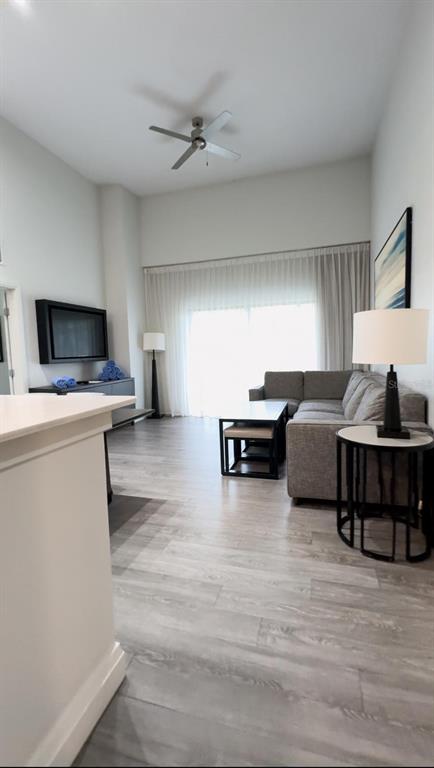 A living room features a gray sectional sofa, a coffee table, and light wood flooring — 14501 GROVE RESORT AVENUE UNIT 3128, WINTER GARDEN, FL