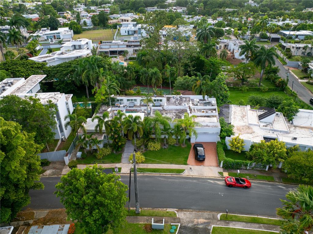 A single-story house with a flat roof, palm trees, and a paved driveway — 154 CALLE VIOLETA, SAN JUAN, PR