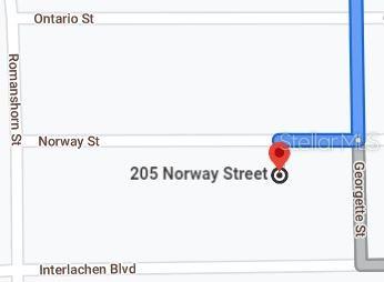 This is a map showing the location of a property near Norway Street and Georgette Street — 205 NORWAY STREET, INTERLACHEN, FL