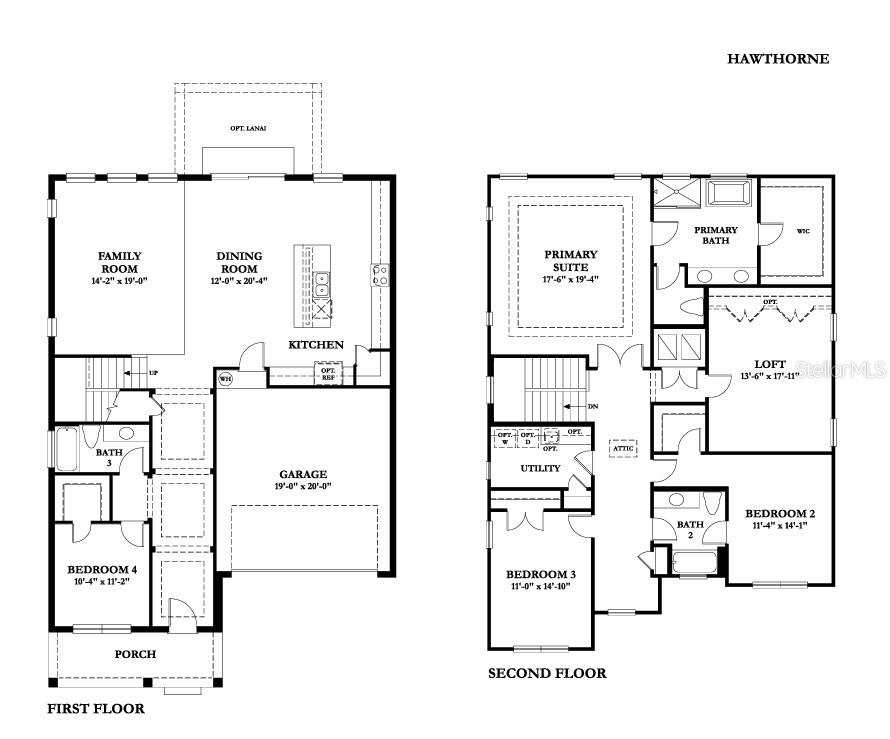 This is a two-story floor plan for a residential home featuring four bedrooms — 2711 N MYRTLE AVENUE, TAMPA, FL