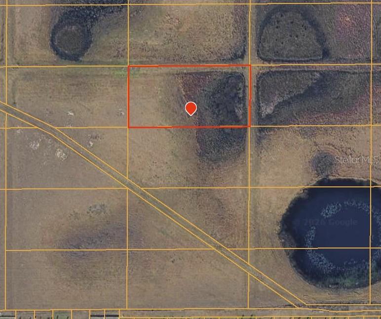 This is an aerial map view of a rectangular plot of land with vegetation — BOWEN ROAD, DAVENPORT, FL