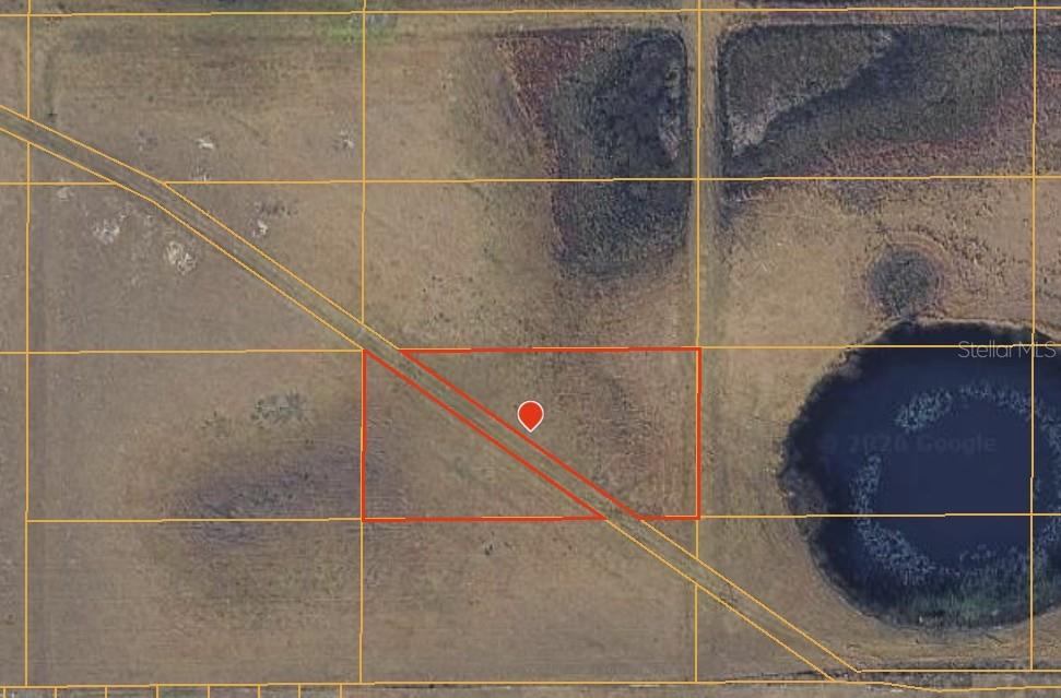 This is an aerial map view of a rectangular plot of land with a road — BOWEN ROAD, DAVENPORT, FL