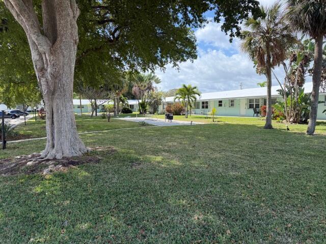 A grassy lawn with large trees and palm trees in front of a single-story apartment building — 3801 NE 22nd Terrace # 12, Lighthouse Point FL 33064, LIGHTHOUSE POINT, FL
