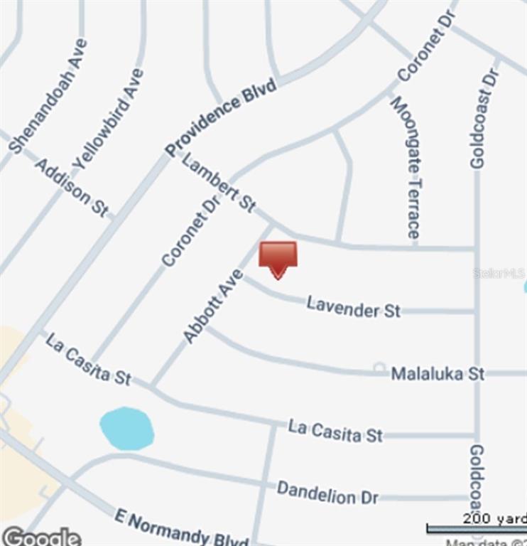 This is a map showing the location of a property near several residential streets — 1426 LAVENDER STREET, DELTONA, FL