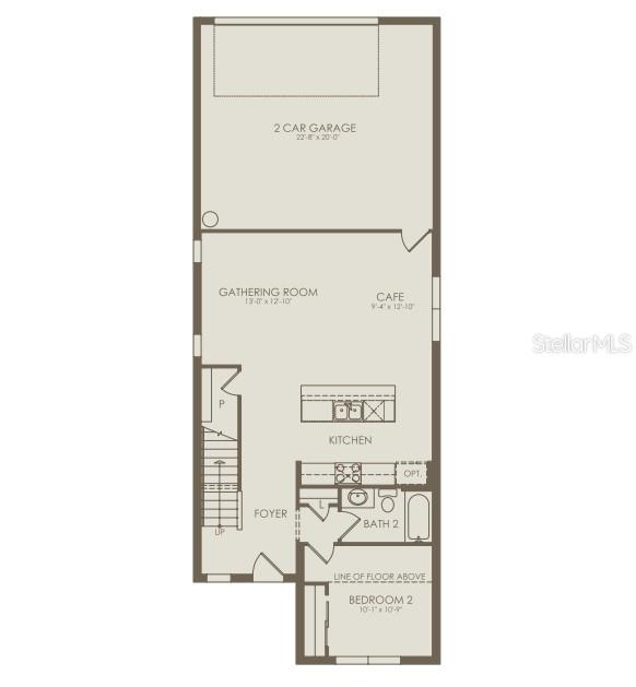 This is a floor plan of a home featuring a garage, kitchen, and two bedrooms — 10933 HEATHER HAVEN STREET, ORLANDO, FL