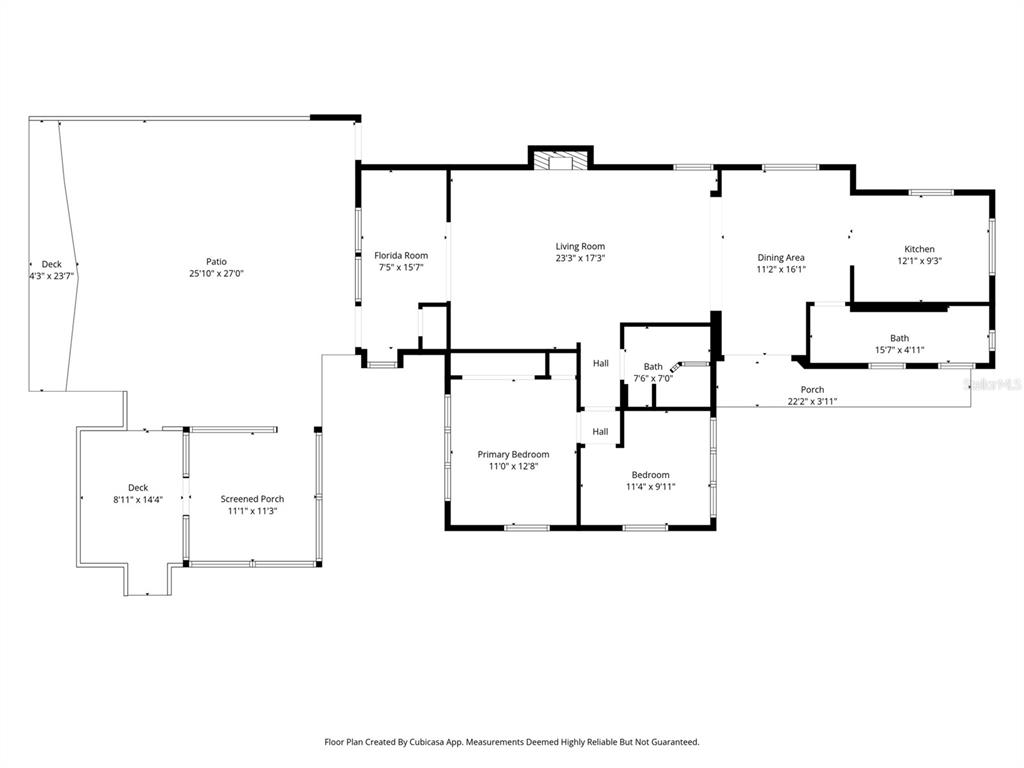 This is a floor plan showing a house layout with multiple bedrooms, living areas, and decks — 6245 WAVERLY ROAD, WEEKI WACHEE, FL