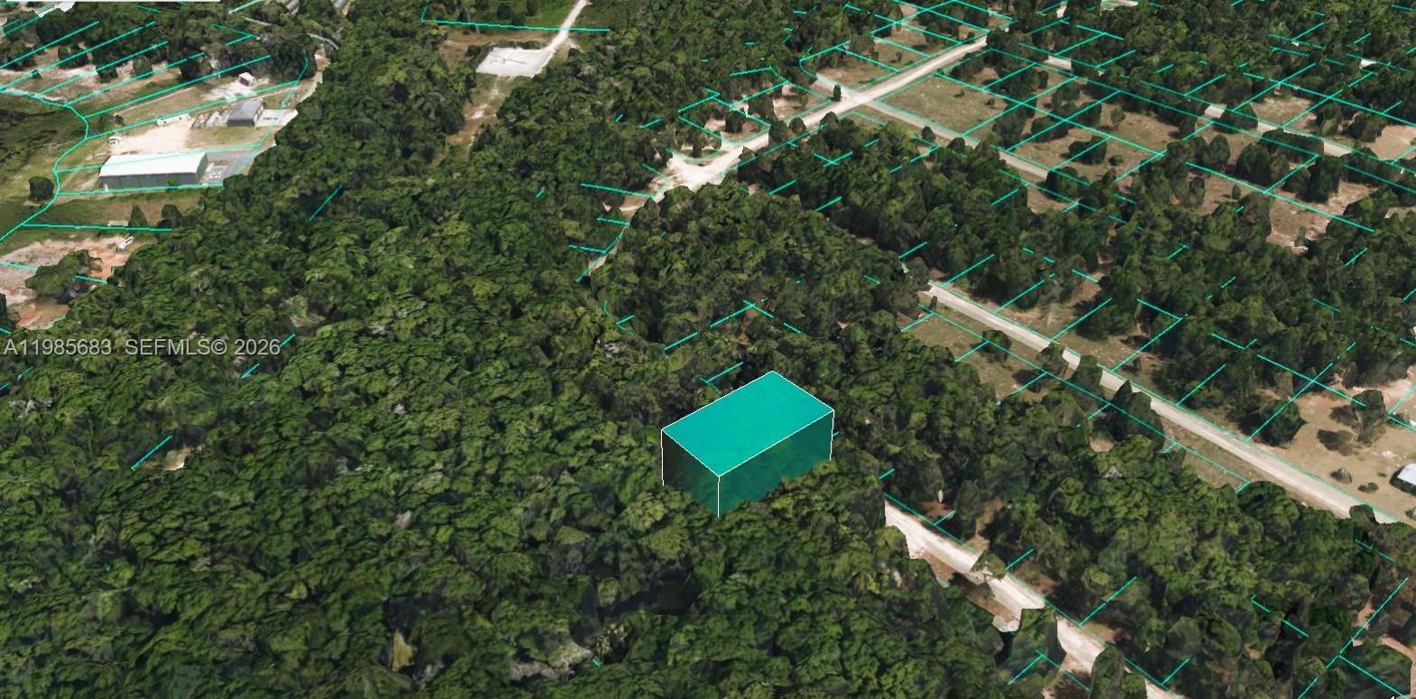 An aerial rendering shows a highlighted rectangular plot of land surrounded by dense forest — 1912 Milton St, Inverness FL 34453, INVERNESS, FL