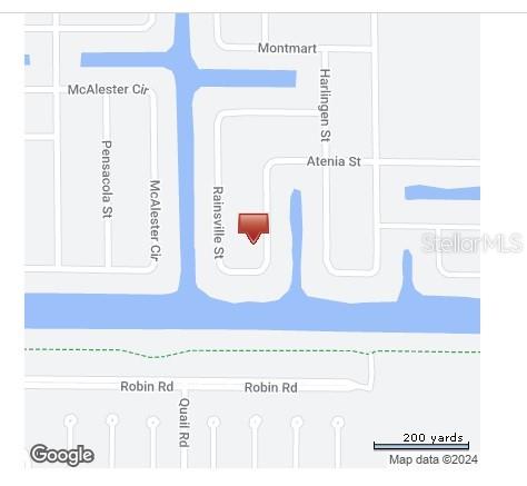 This is a map showing the location of a property near Rainsville Street and Atenia Street — 10627 RAINSVILLE STREET, PORT CHARLOTTE, FL