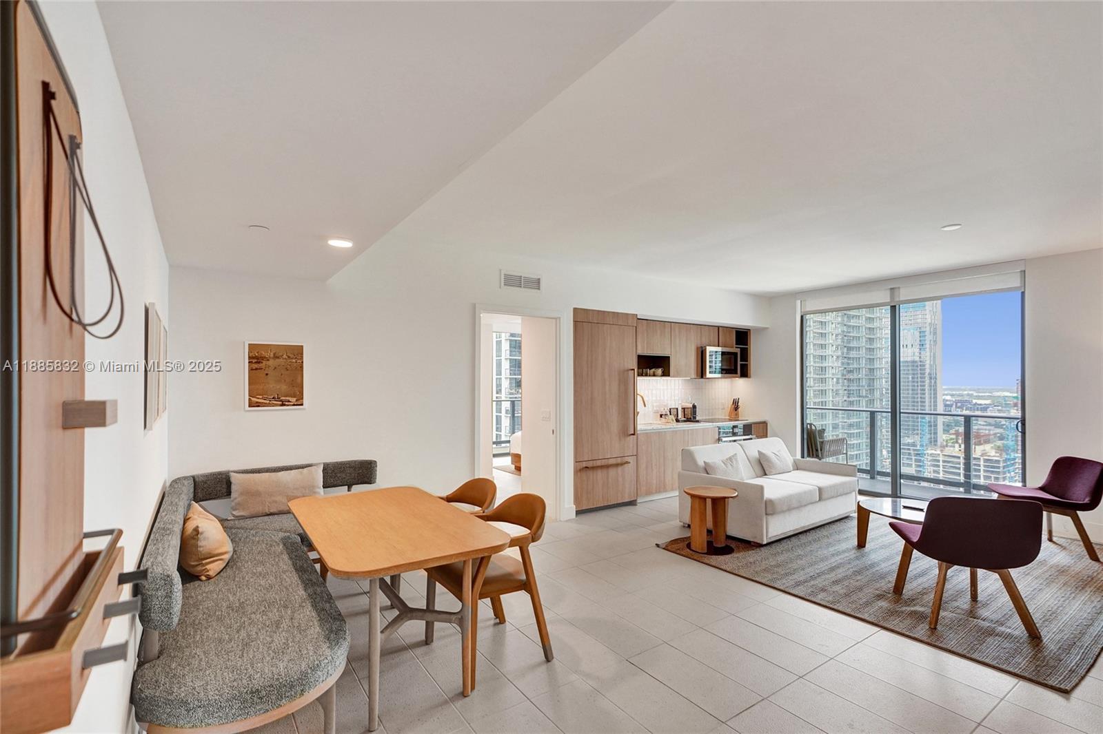 This is a floor plan for a residential unit with two bedrooms and two bathrooms — 159 NE 6th St # 3302, Miami FL 33132, MIAMI, FL