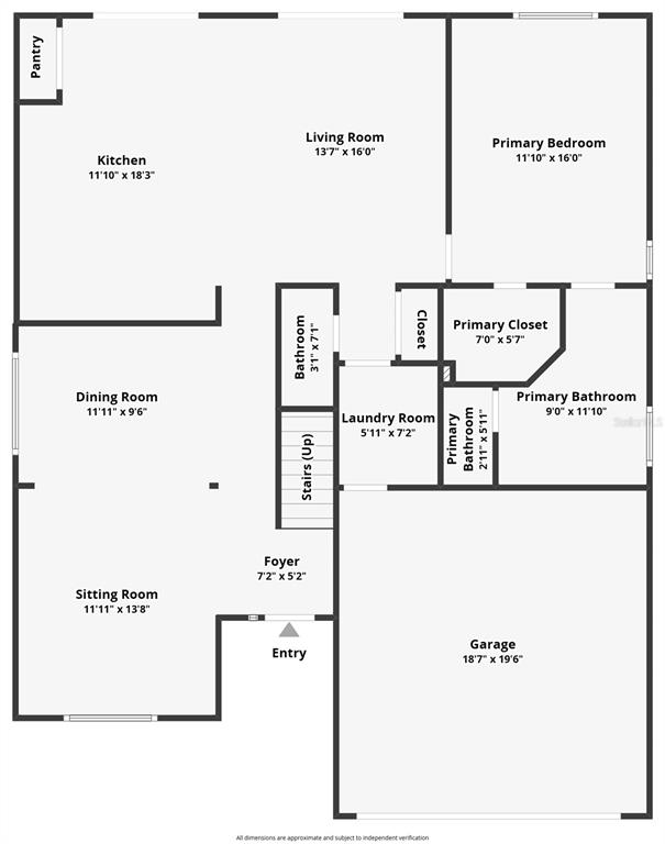 This is a floor plan showing the layout of a single-story home with a garage — 13538 HIDDEN FOREST CIRCLE, ORLANDO, FL