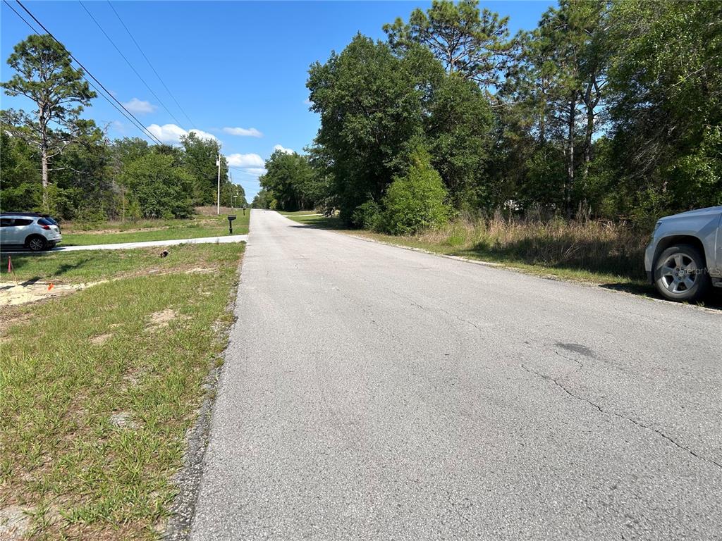 A paved road stretches through a rural area with trees and parked cars on both sides — TBD SW AUDUBON AVENUE, DUNNELLON, FL