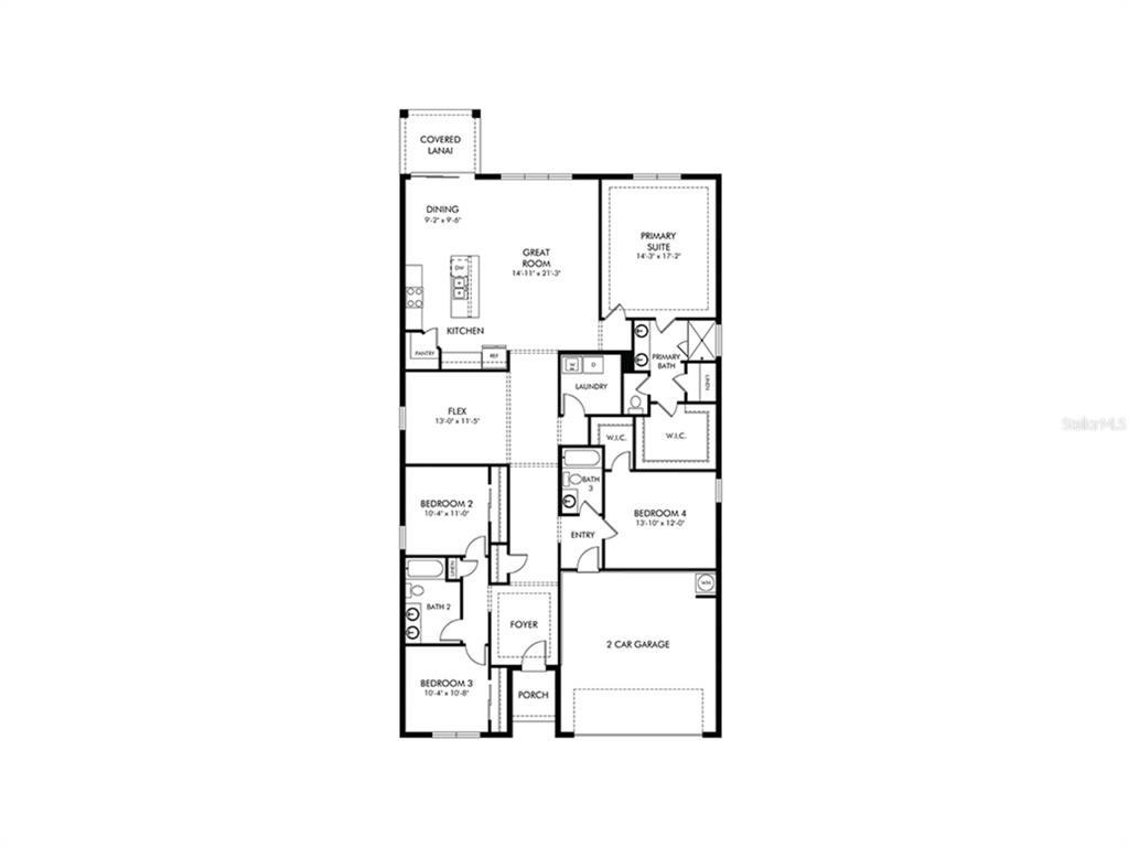 This is a floor plan for a single-story house with four bedrooms and a garage — 13208 SHELLMORE AVENUE, PALMETTO, FL