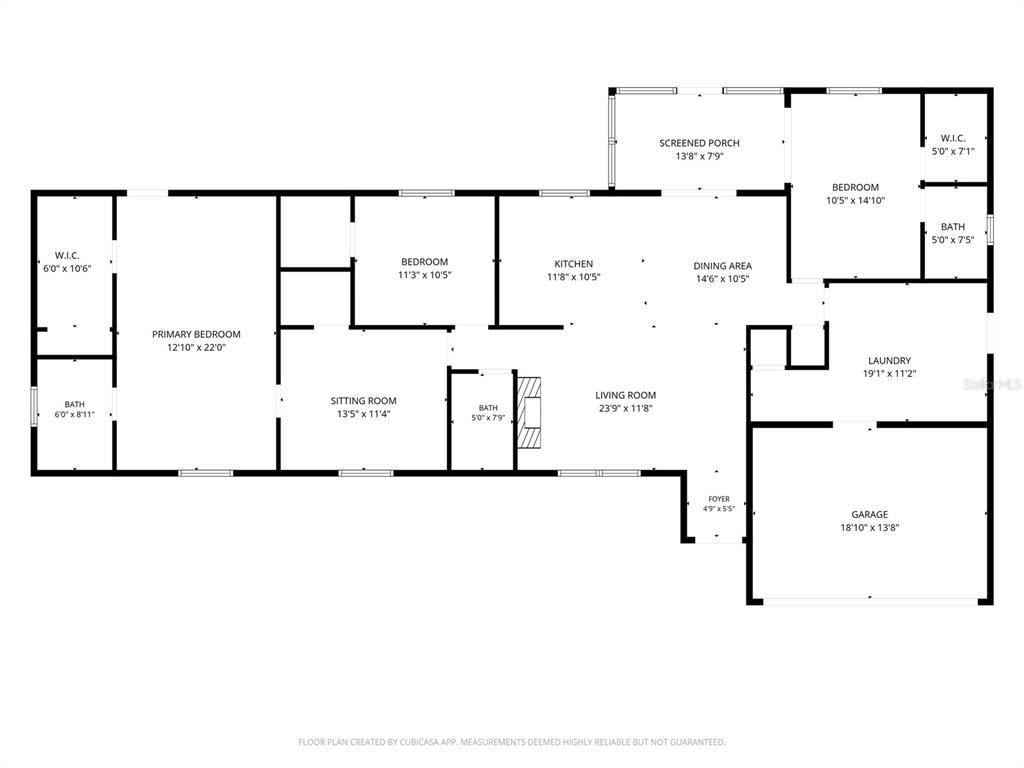 This is a floor plan of a house featuring a primary suite, two additional bedrooms, and a garage — 1167 OHIO STREET, DE LEON SPRINGS, FL
