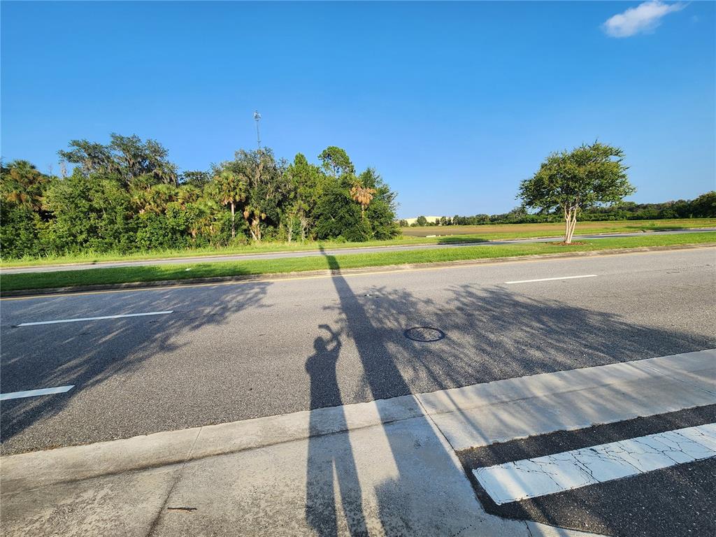 A view of an empty lot across a paved road with a utility pole shadow — ALBRIGHT ROAD, SANFORD, FL