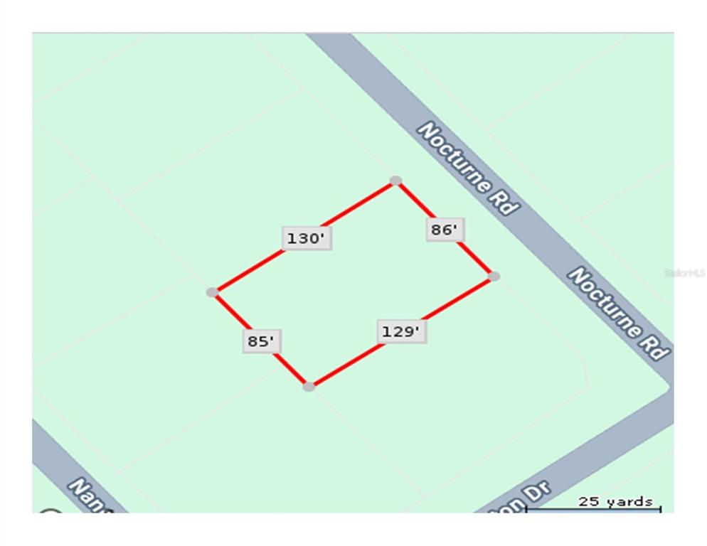 This is a map showing the property lines and dimensions of a rectangular lot — NOCTURN STREET, NORTH PORT, FL