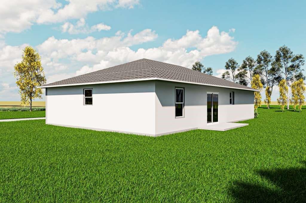 A digital rendering of the exterior of a simple, white, single-story house with a hip roof — 00 NW FALCON AVENUE, DUNNELLON, FL