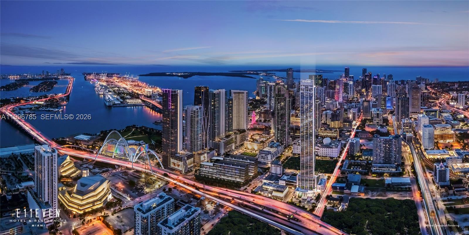 This is an artist rendering of the E11EVEN Hotel & Residences tower in downtown Miami — 20 NE 11th St # 4308, Miami FL 33132, MIAMI, FL