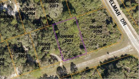 An aerial map view shows a rectangular plot of land outlined in purple — BRIXTON TERRACE, NORTH PORT, FL