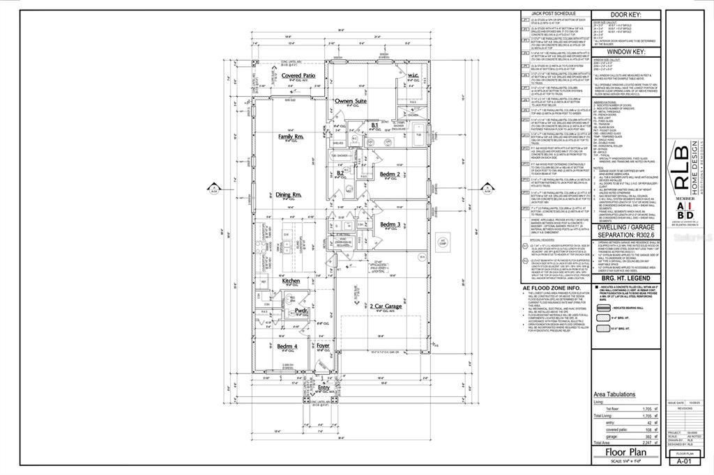 This is a floor plan for a single-story house with four bedrooms and a garage — 4517 AMERICA STREET, ORLANDO, FL