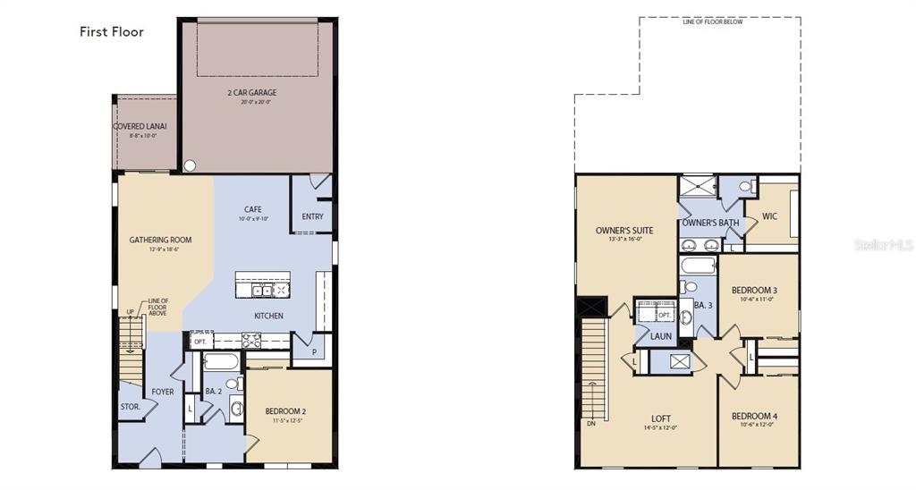 This is a floor plan showing the first and second levels of a residential home — 5093 STARLING BIRD LANE, ST CLOUD, FL