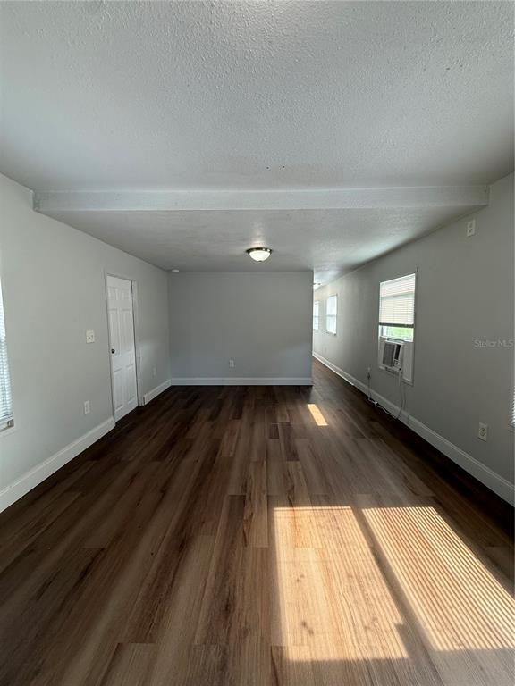 An empty room features light gray walls, wood-look flooring, and a central ceiling light fixture — 37412 CARRINGER RD UNIT 37412, DADE CITY, FL
