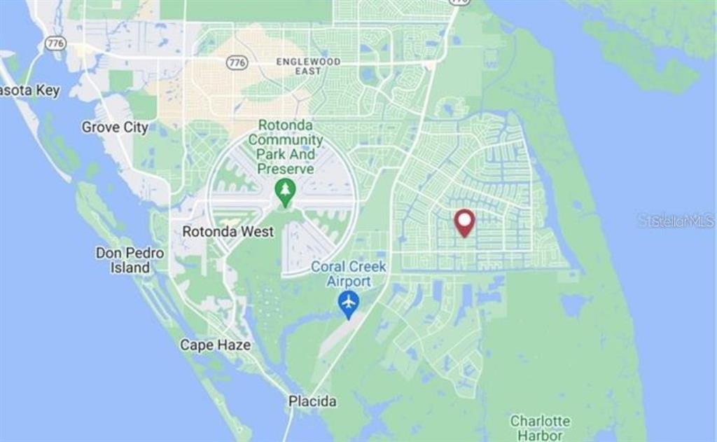 This is a map showing the location of a property in the Rotonda West area — 10193 SUNDAY DRIVE, PORT CHARLOTTE, FL