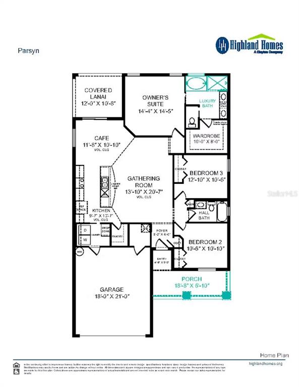 This is a floor plan for a single-story home featuring three bedrooms and a garage — 6056 WILD PETUNIA DRIVE, WIMAUMA, FL