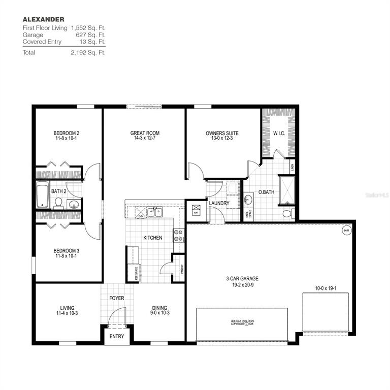 This is a floor plan for a three-bedroom house with a three-car garage — 3088 LARISSA STREET, PORT CHARLOTTE, FL