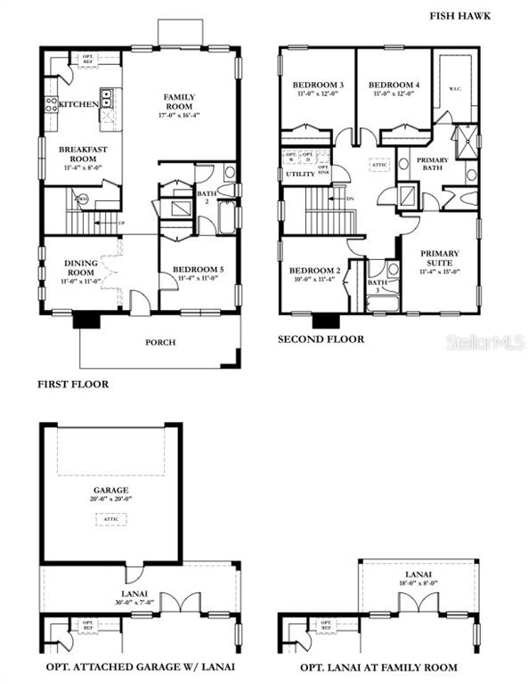 This floor plan shows the layout of a two-story house with five bedrooms and a garage — 845 50TH AVENUE N, ST PETERSBURG, FL