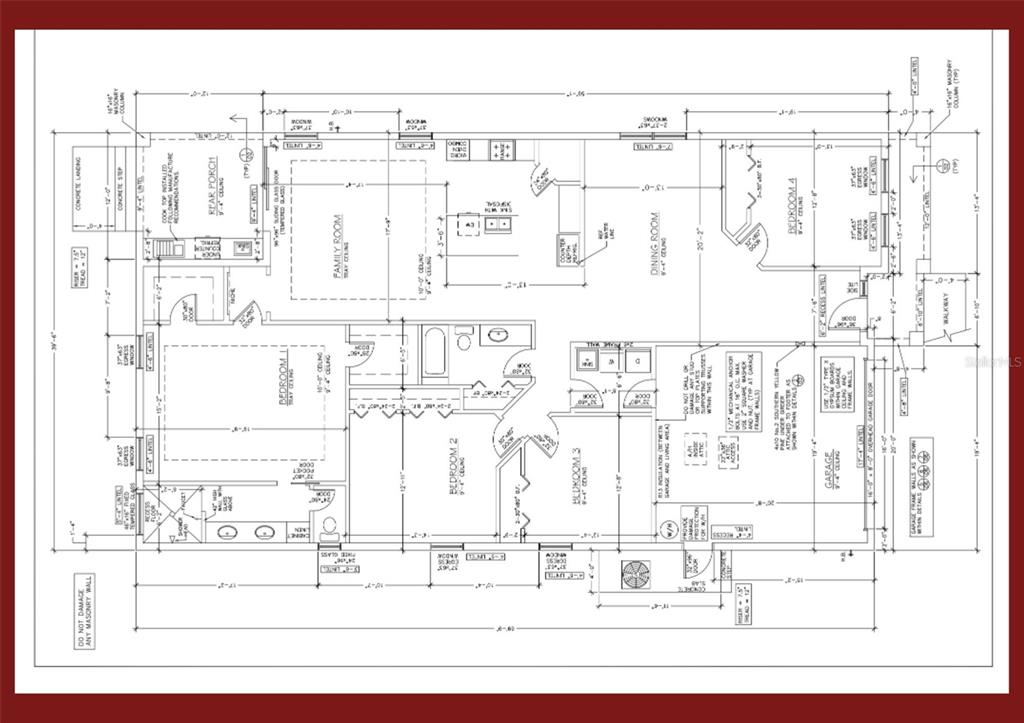 This is a floor plan for a single-story residential home with four bedrooms and a garage — 14800 ELMONT AVENUE, SPRING HILL, FL