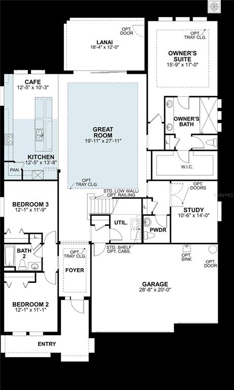 This is a floor plan for a single-story house with three bedrooms, a garage, and lanai — 2162 CLARY SAGE DRIVE, SPRING HILL, FL