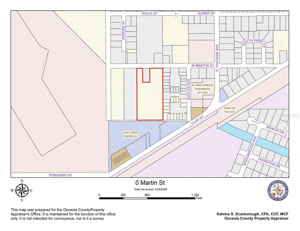 This is a property tax map showing the location of a parcel on Martin Street — W MARTIN STREET, KISSIMMEE, FL