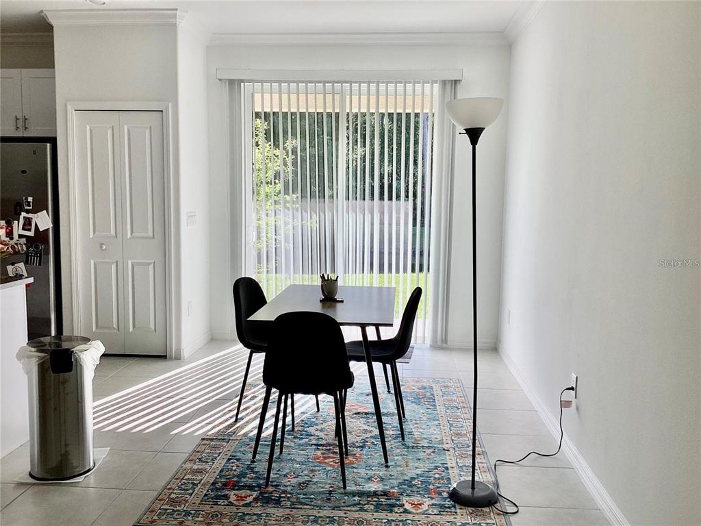 A dining area features a table with three chairs, a floor lamp, and a rug — 17522 NECTAR FLUME DRIVE, LAND O LAKES, FL