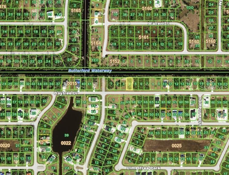 This is a map showing residential lots and streets in a suburban neighborhood — 274 BAYTREE DRIVE, ROTONDA WEST, FL