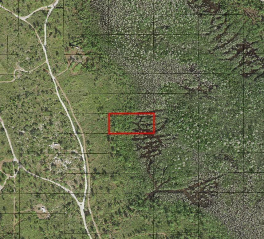 An aerial map view shows a rectangular red outline highlighting a plot of land — 0 Holopaw Groves Road, FL 34772, FL